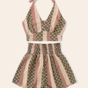 Cropped Halter Cami & Shorts Set